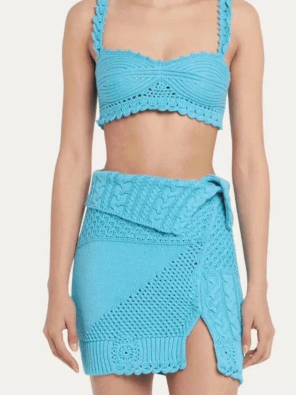 Jonathan Simkhai Beach Designer Knit Crochet Tank Top Skirt Sweater Set Size XS